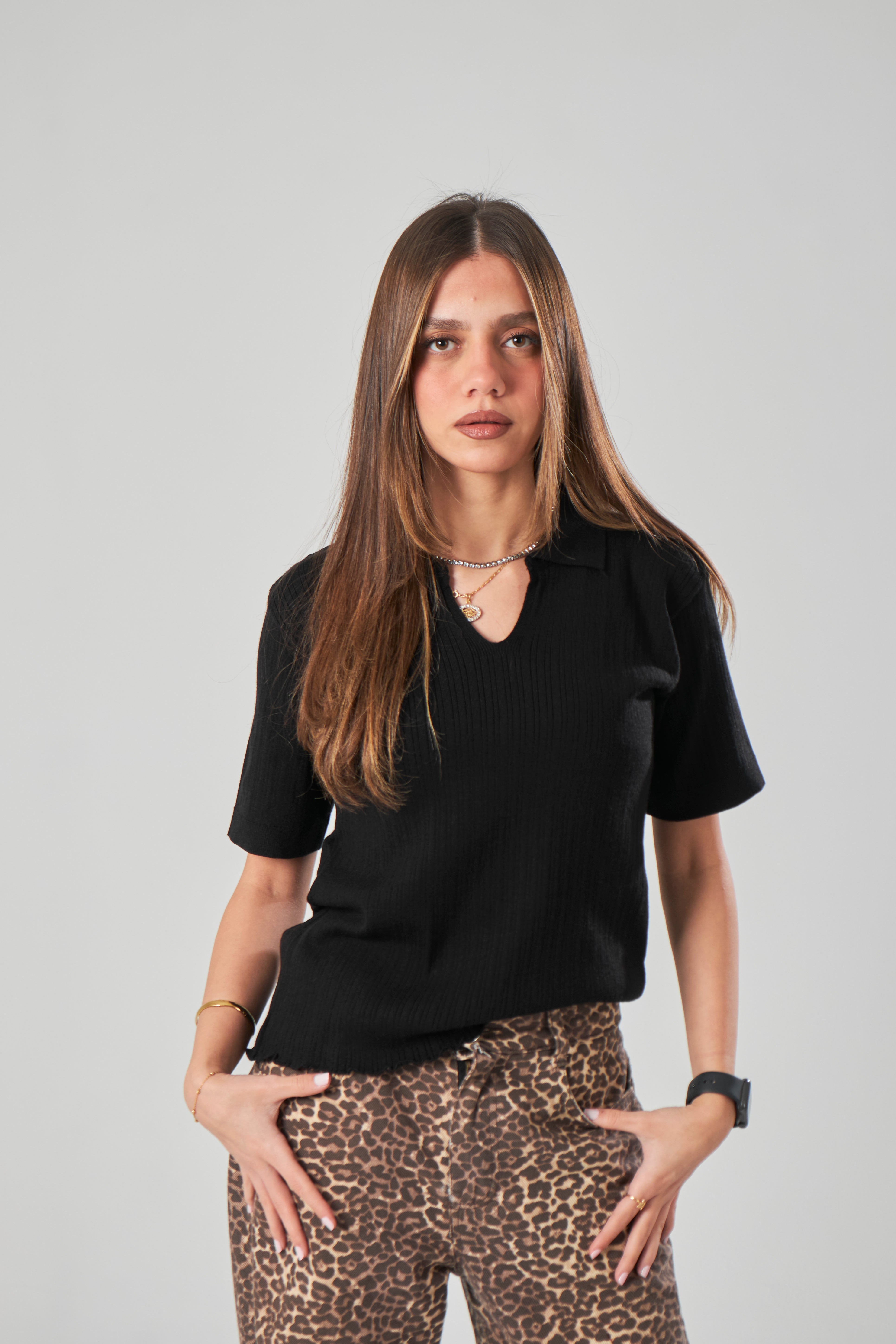 Ribbed Knit T-Shirt
