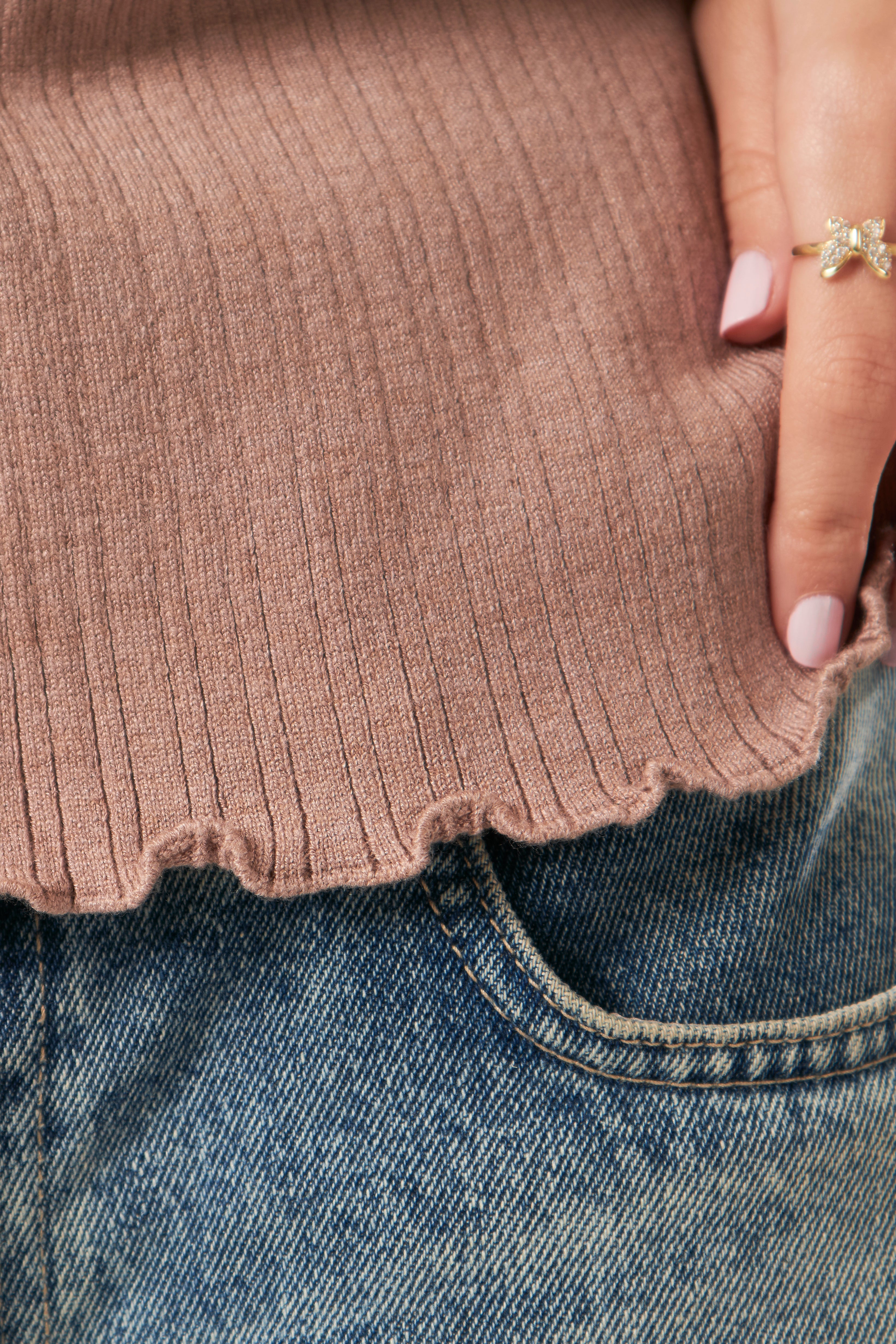 Ribbed Knit T-Shirt