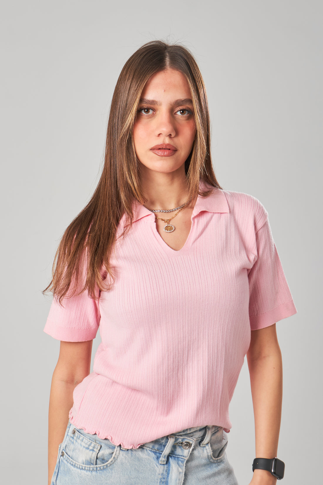 Ribbed Knit T-Shirt