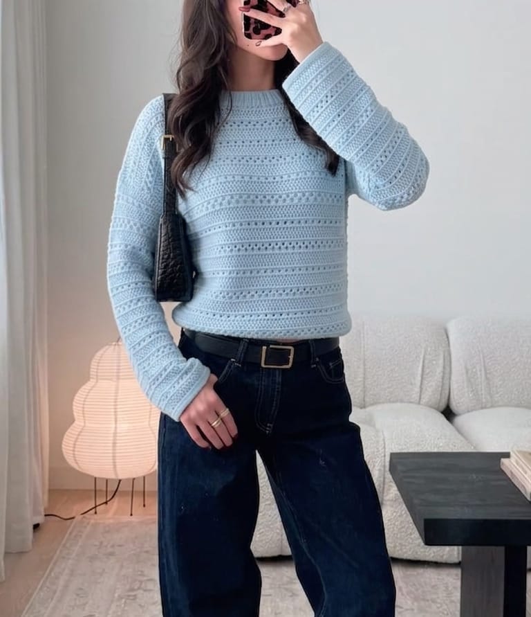 perforated knitted sweater