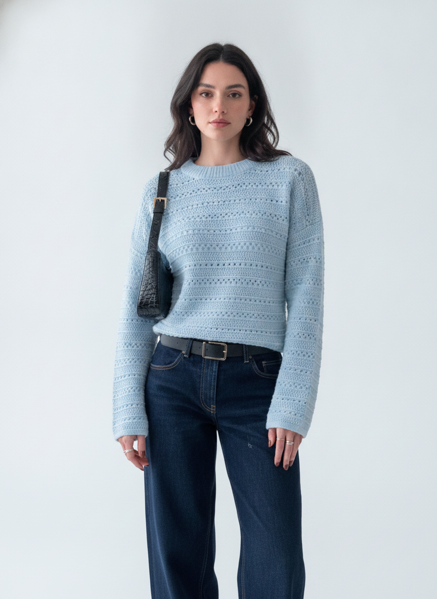 perforated knitted sweater