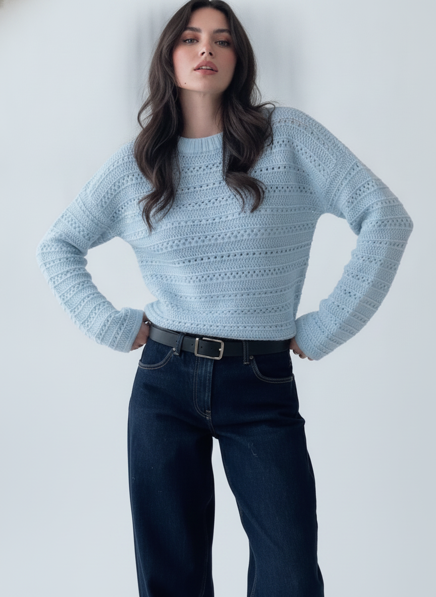 perforated knitted sweater