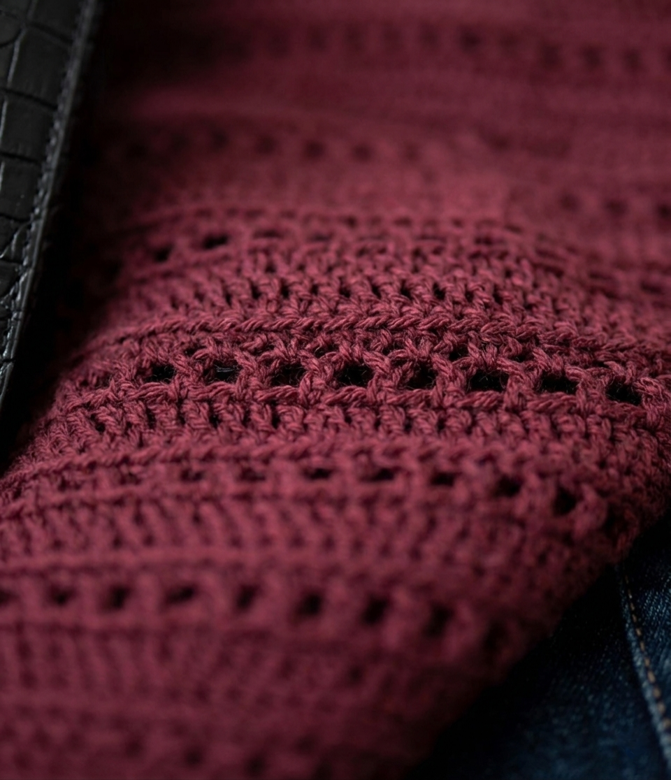 perforated knitted sweater