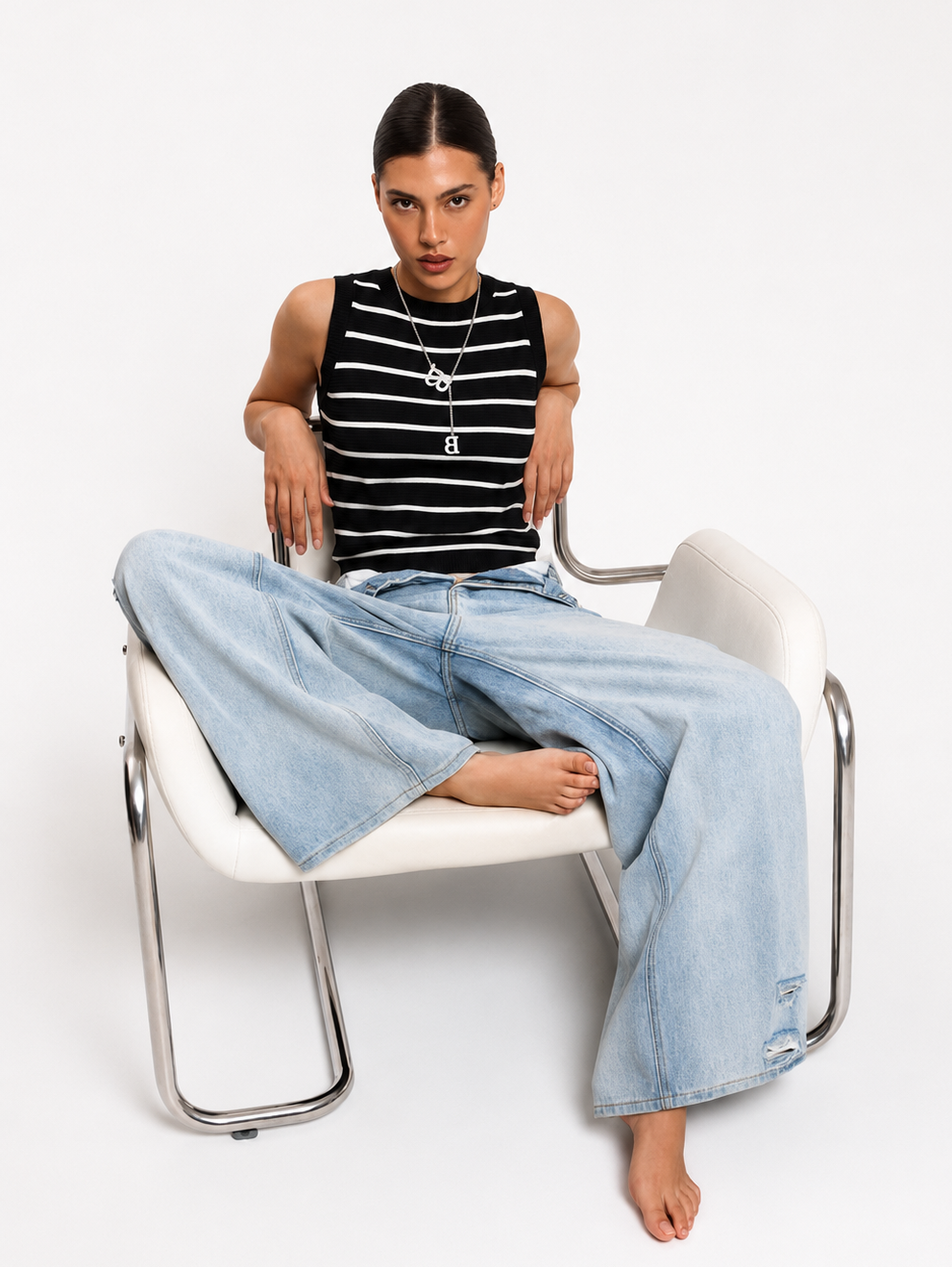 striped knit vest