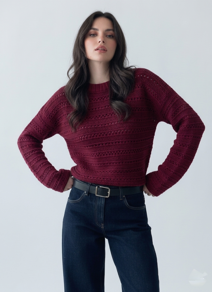 perforated knitted sweater
