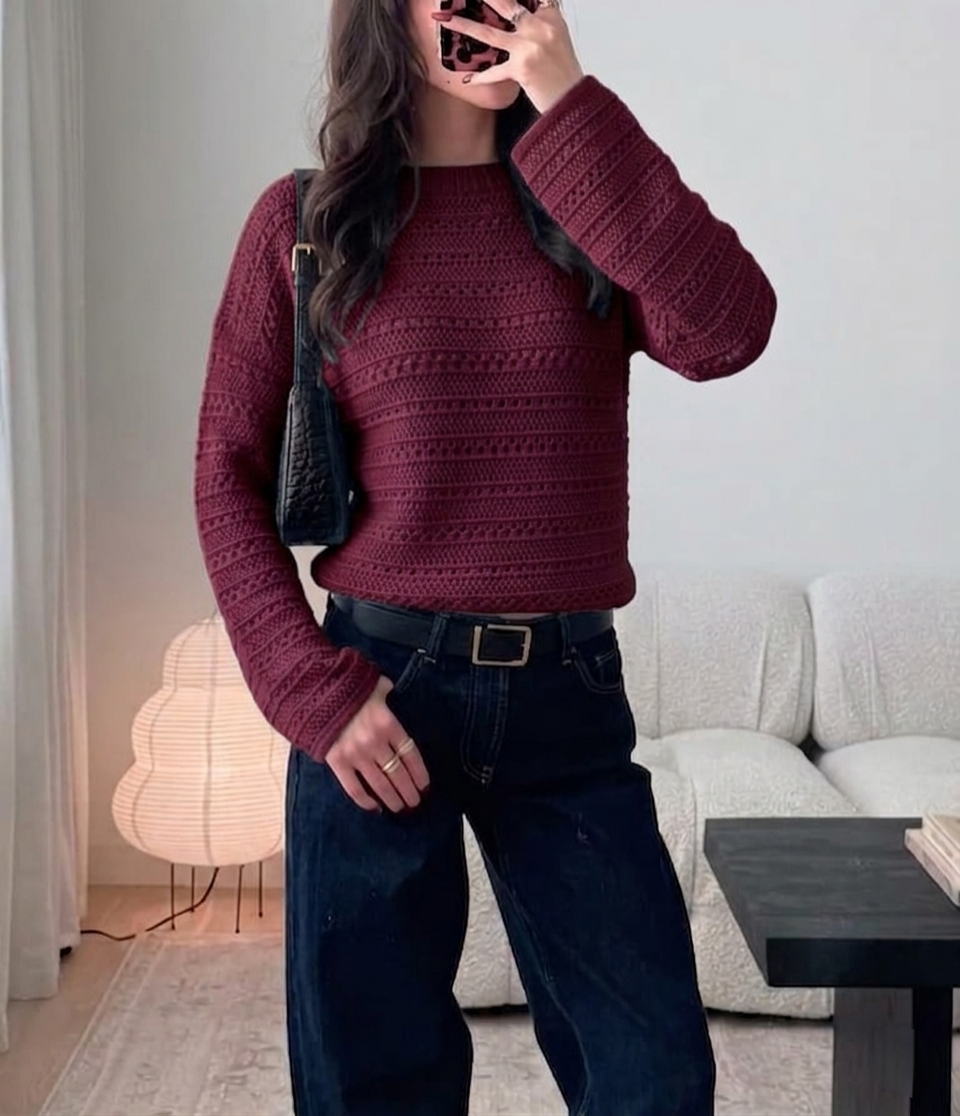 perforated knitted sweater